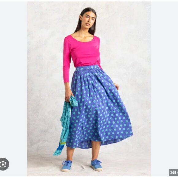 Gudrun Sjoden Hilda Hoop Skirt in Blue Boho High-Waisted Artsy Teacher Sz XL - Picture 1 of 6